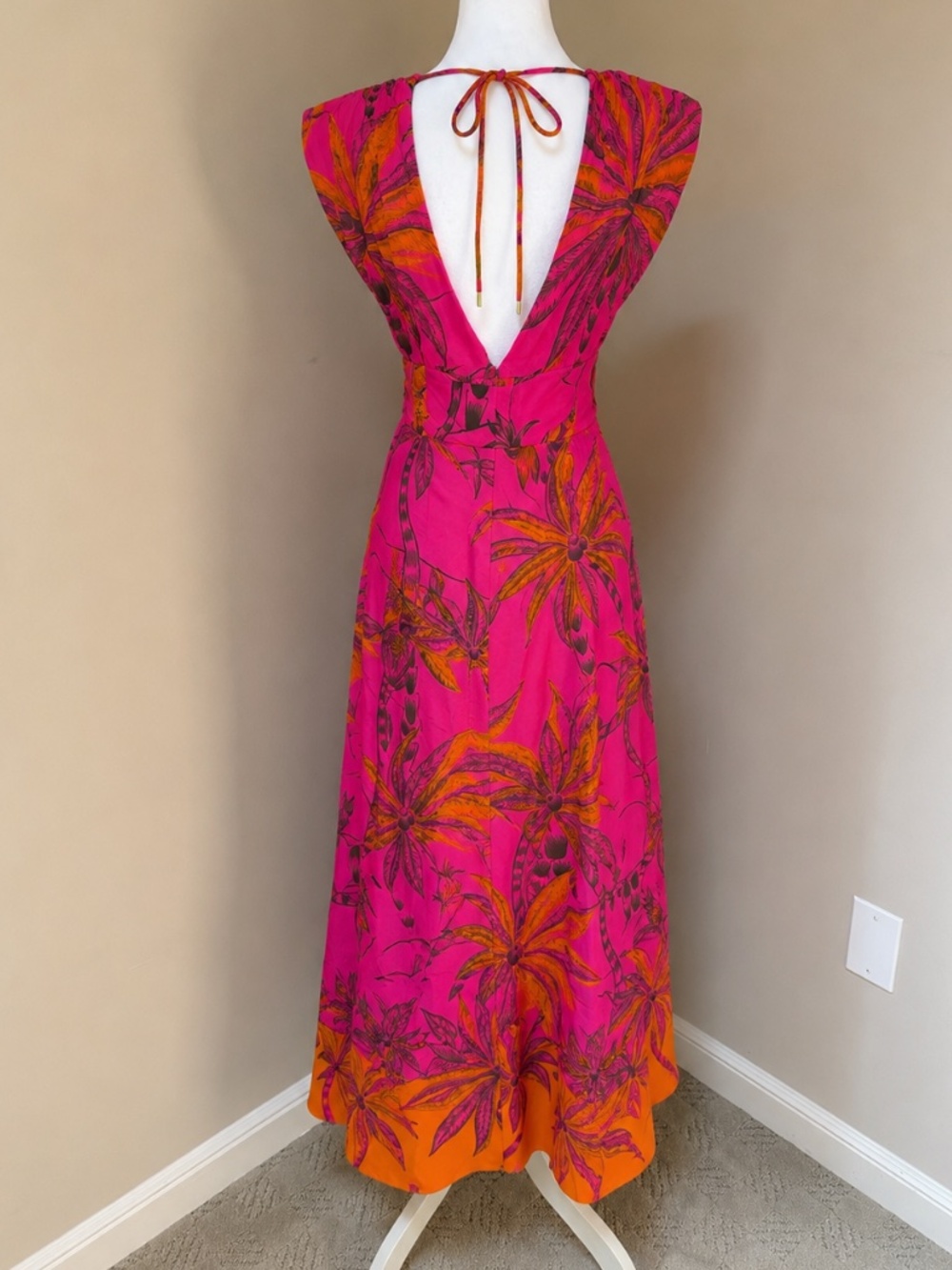 Farm Rio Pink Beach Forest Cutout Maxi Dress XS NWOT - Picture 7 of 11